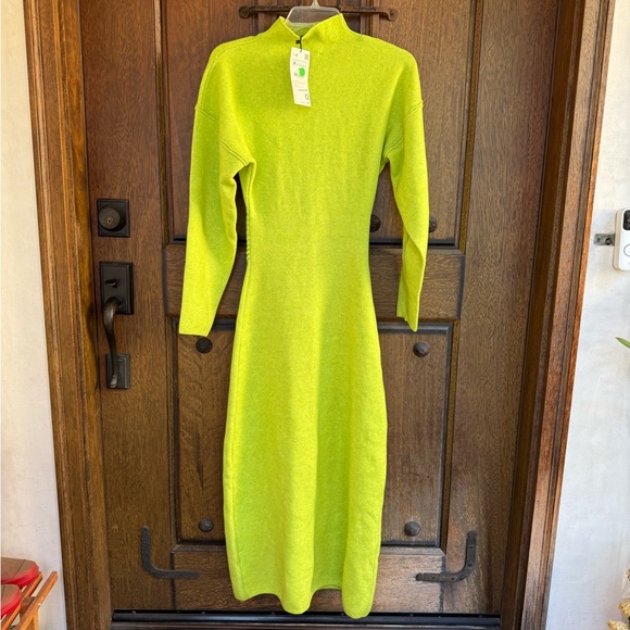 Zara Dresses & Skirts - Zara Women’s Lime Green Knit Midi Dress Size M